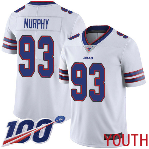 Youth Buffalo Bills #93 Trent Murphy White Vapor Untouchable Limited Player 100th Season NFL Jersey